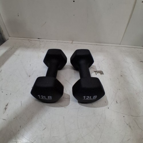 2PK AMAZON BASICS NEOPRENE COATED DUMBBELL HAND WEIGHTS - 12LBS EACH - BLACK image 2