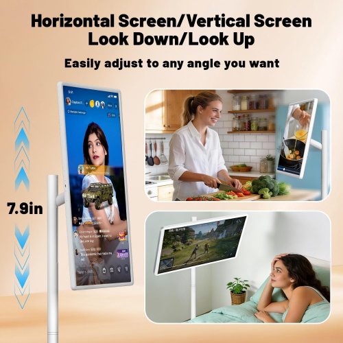 VLH SMART PORTABLE TV TABLET WITH ROLLING STAND AND REMOTE CONTROL - ANDROID 15, 8+128GB, 38400MAH BATTERY, 5MP CAMERA - 32" - WHITE (MODEL: M01) image 3