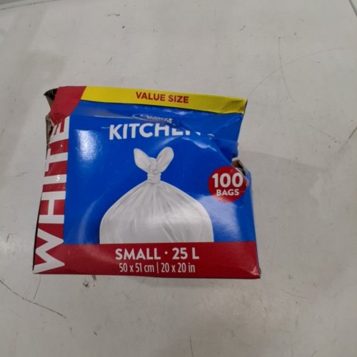 100PK GREAT VALUE KITCHEN GARBAGE BAGS - 25L - WHITE image 2
