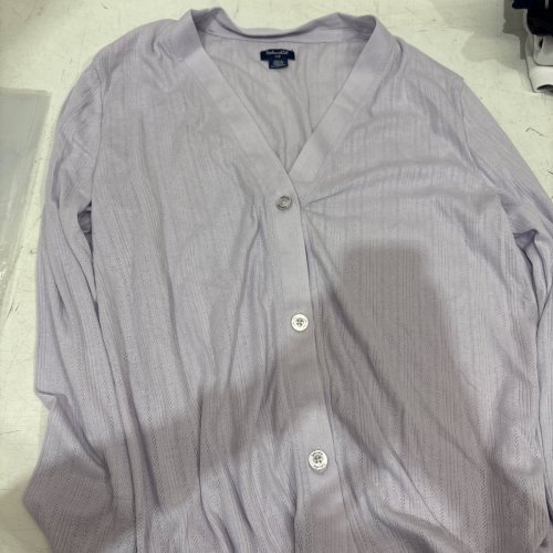 SPLENDID TEXTURED BUTTON-FRONT CARDIGAN - LARGE - LIGHT LAVENDER image 2