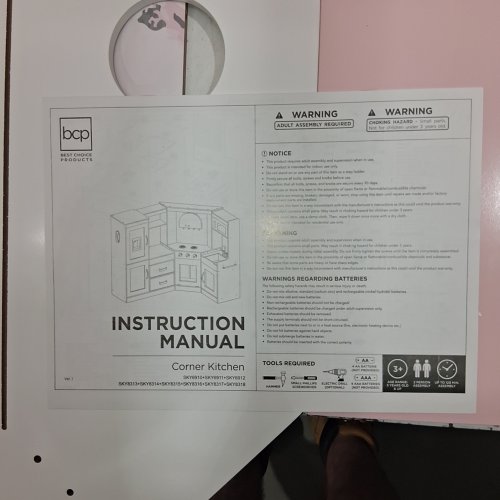 BEST CHOICE PRODUCTS CHILDREN'S PRETEND CORNER KITCHEN PLAYSET - PINK/WHITE (STYLE: image 4