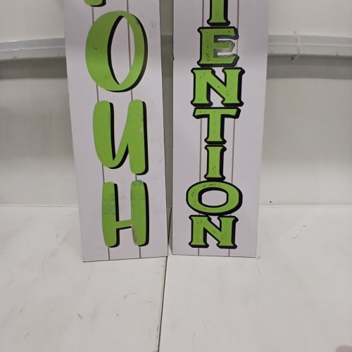 2PK REVERSIBLE FRENCH/ENGLISH DECORATIVE WOODEN HALLOWEEN PORCH SIGNS - 9.5" X 48" - WHITE GHOST AND SKELETON image 6