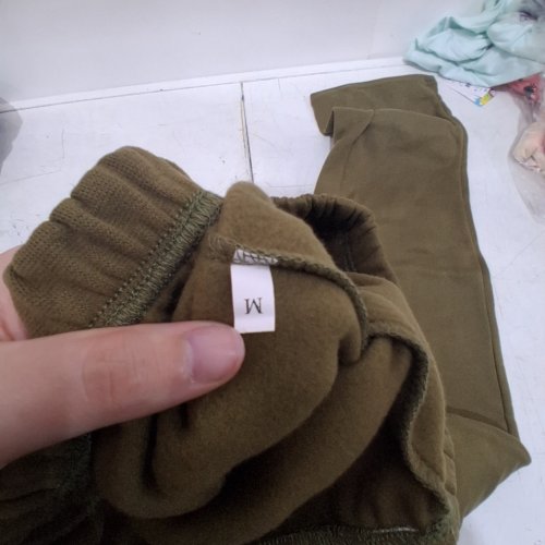WOMENS FLEECE WIDE-LEG SWEATPANTS - MEDIUM - OLIVE GREEN image 2