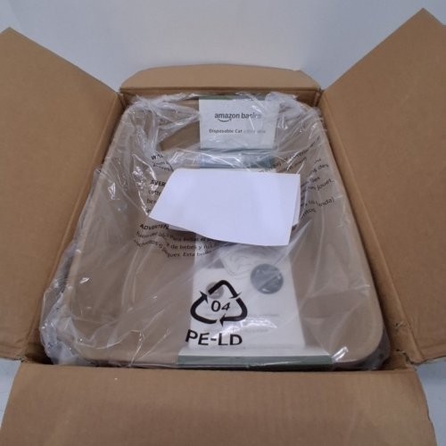 6PK AMAZON BASICS DISPOSABLE CAT LITTER BOX - 17.9"X14.2"X4" - NATURAL image 2