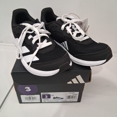 KID'S ADIDAS FAITO K SNEAKERS - SIZE 3 - BLACK / WHITE (ITEM: KJ1900) image 3