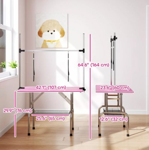 GARVEE FOLDING PET GROOMING TABLE - PINK (ITEM: 7AB6Q) image 2