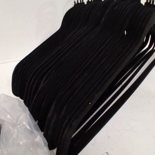 50PK NON-SLIP VELVET ADULT SIZE HANGERS - 17.7"X 0.2"X 9.5" - BLACK (MODEL: 1193759) image 3