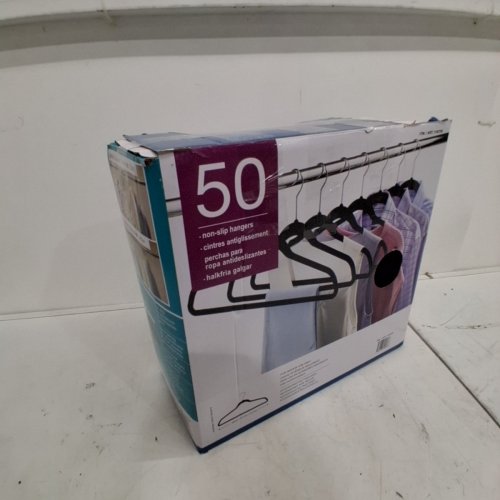 50PK NON-SLIP VELVET ADULT SIZE HANGERS - 17.7"X 0.2"X 9.5" - BLACK (MODEL: 1193759) image 4