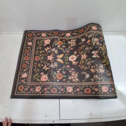 ANTI-FATIGUE KITCHEN AREA MAT - 60" X 24" - BLACK FLORAL image 2