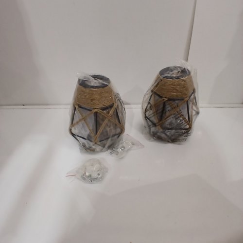 2PK DECORATIVE HANGING FARMHOUSE STYLE LIGHT FIXTURES - TAN AND BLACK image 3