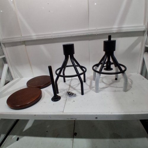 2PK BOKKOLIK ADJUSTABLE INDUSTRIAL METAL BAR STOOL WITH BACKREST - BLACK/WALNUT - (MODEL: UK001-W) image 2