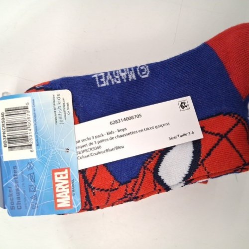 3PR BOY'S MARVEL SPIDER-MAN SOCKS - SIZE 3-6 - RED AND BLUE image 3
