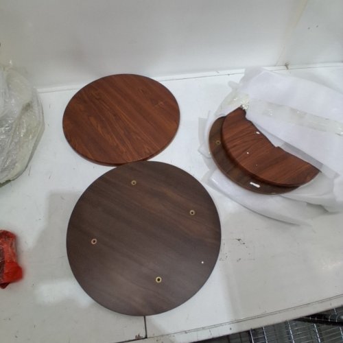 2PC ROUND WOODEN STEP STOOL - DARK BROWN image 4