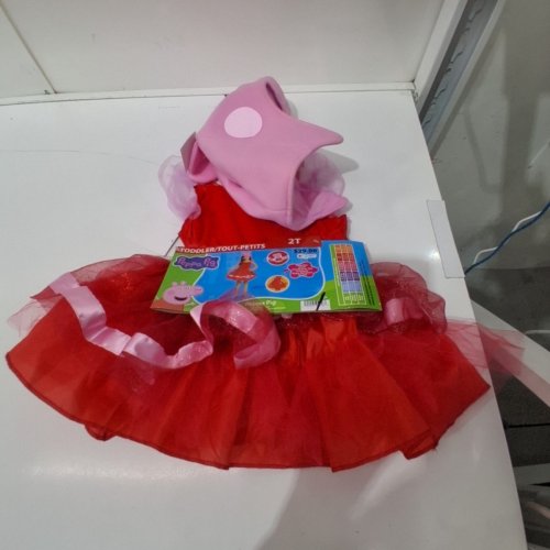 3PC GIRL'S DISGUISE PEPPA PIG TODDLER COSTUME - 2T - RED/PINK (STYLE: 120699M) image 2