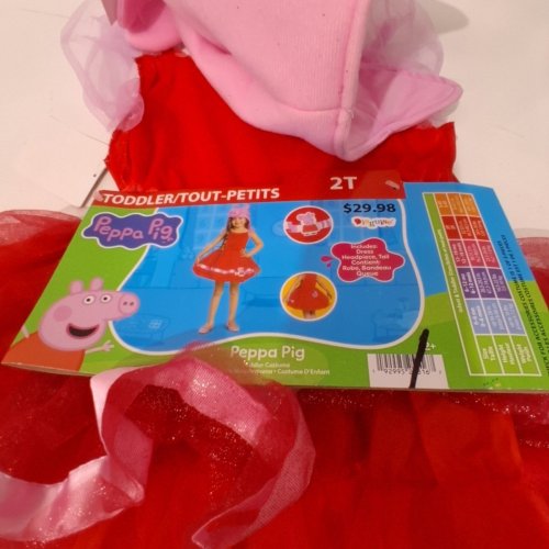 3PC GIRL'S DISGUISE PEPPA PIG TODDLER COSTUME - 2T - RED/PINK (STYLE: 120699M) image 3