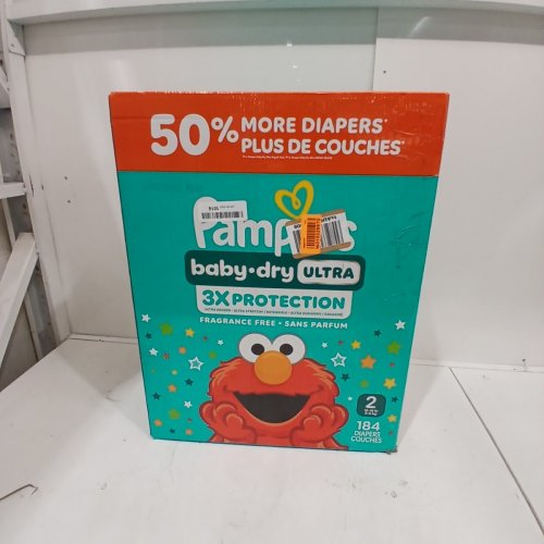 184PK PAMPERS BABY DRY ULTRA FRAGRANCE FREE 3X PROTECTION - SIZE 2 - SESAME STREET image 2