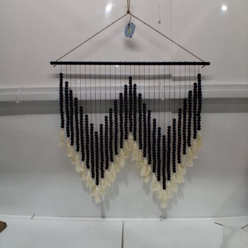 HANDMADE BEADED WALL DECOR - 35" X 26" - BLACK/BEIGE (MODEL: 36692) image 2