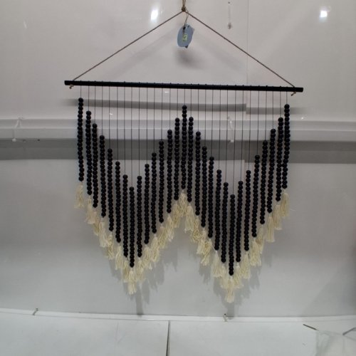HANDMADE BEADED WALL DECOR - 35" X 26" - BLACK/BEIGE (MODEL: 36692) image 3