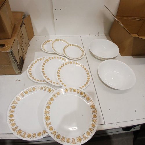 10PC CORELLE DINNERWARE SET - PLATES AND BOWLS - WHITE, BUTTERFLY GOLD image 3