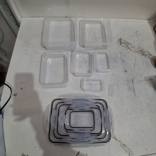 12PC RECTANGULAR FOOD STORAGE CONTAINERS - PLASTIC/GREY/CLEAR image 2