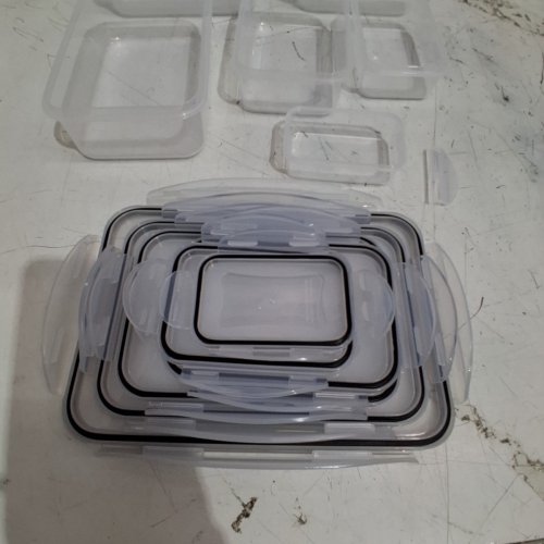 12PC RECTANGULAR FOOD STORAGE CONTAINERS - PLASTIC/GREY/CLEAR image 3