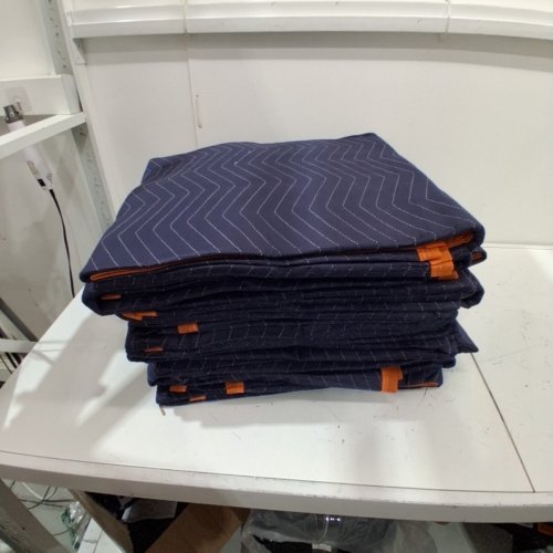 12PK HEAVY DUTY MOVING BLANKETS - 80" X 72" - NON-WOVEN & RECYCLED COTTON PACKING BLANKET - BLUE/ORANGE (MODEL: YB085-35) image 3