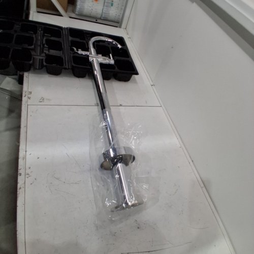 DELTA WOODBRIDGE SINGLE HANDLE FLOOR MOUNT & TUB FILLER TRIM FREESTANDING WITH HAND SHOWER - 44" X 6" - SILVER (MODEL: 107565) image 2