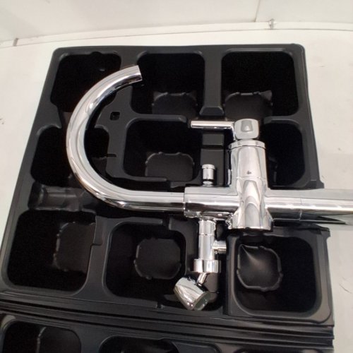 DELTA WOODBRIDGE SINGLE HANDLE FLOOR MOUNT & TUB FILLER TRIM FREESTANDING WITH HAND SHOWER - 44" X 6" - SILVER (MODEL: 107565) image 3