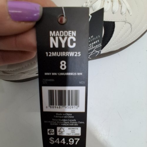 MEN'S MADDEN NYC CASUAL SNEAKERS - 8 - WHITE / BLACK (MODEL: 12MUIRWR25) image 2