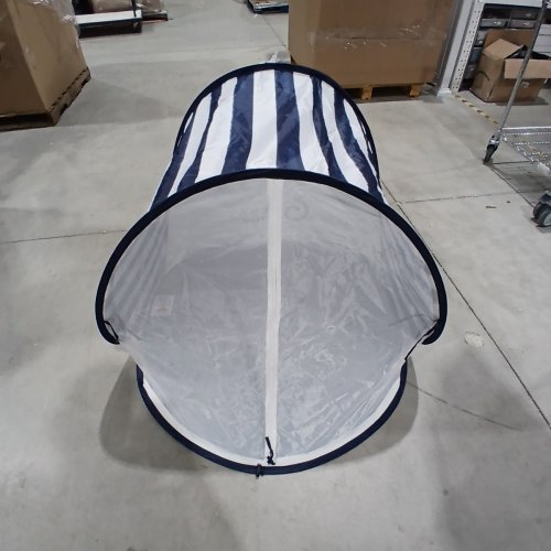 BABY MOOV COLLAPSIBLE FOLDABLE ANTI-UV TENT WITH VELCRO DOOR AND CARRY BAG - 36" X 34" X 39" - UPF 50+ - BLUE AND WHITE STRIPES - (MODEL - 1725-714D) image 2