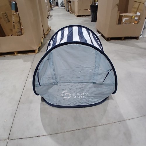 BABY MOOV COLLAPSIBLE FOLDABLE ANTI-UV TENT WITH VELCRO DOOR AND CARRY BAG - 36" X 34" X 39" - UPF 50+ - BLUE AND WHITE STRIPES - (MODEL - 1725-714D) image 4