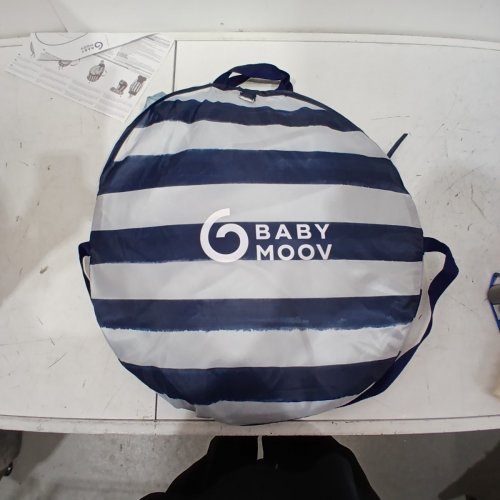 BABY MOOV COLLAPSIBLE FOLDABLE ANTI-UV TENT WITH VELCRO DOOR AND CARRY BAG - 36" X 34" X 39" - UPF 50+ - BLUE AND WHITE STRIPES - (MODEL - 1725-714D) image 5