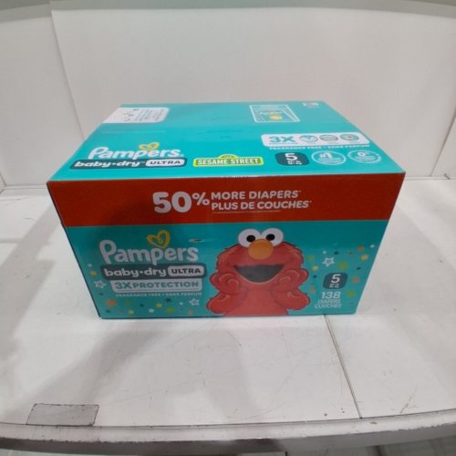 138PK PAMPERS BABY DRY ULTRA DIAPERS - SIZE 5 (20-37LBS) - SESAME STREET image 2