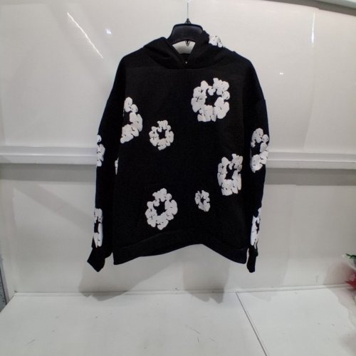 FLORAL PRINT HOODIE - SMALL - BLACK AND WHITE image 2
