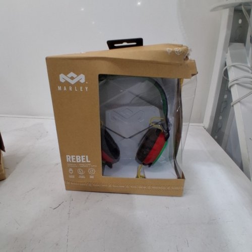 MARLEY REBEL WIRED HEADPHONES WITH MIC AND 40MM DRIVER - BLACK/RED/GREEN (MODEL:EM-JH081-RAB) image 2