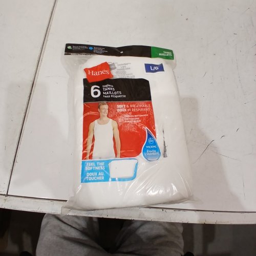 6PK MEN'S HANES COMFORTSOFT TAGLESS TANK TOPS - LARGE - WHITE image 2