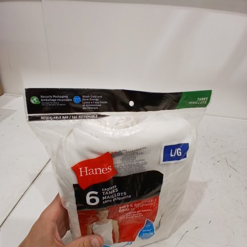 6PK MEN'S HANES COMFORTSOFT TAGLESS TANK TOPS - LARGE - WHITE image 3