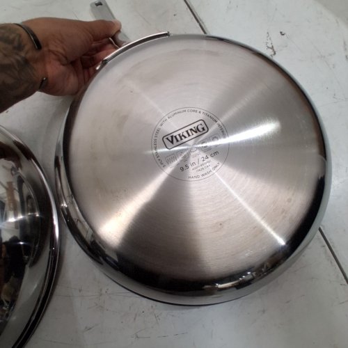 2PC VIKING PUREGLIDE PRO 3-PLY FRYING PAN SET - 9.5" & 11" - STAINLESS STEEL image 4