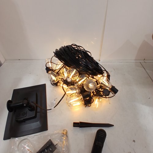 TORKASE OUTDOOR STRING LIGHTS WITH 32 SHATTERPROOF ST38 VINTAGE EDISON BULBS, REMOTE AND SOLAR POWER - 2200K WARM - 120FT - BLACK image 2