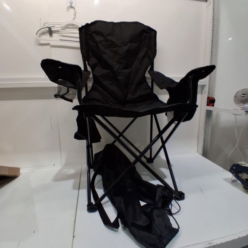 AMAZON BASICS PADDED PORTABLE CAMPING CHAIR WITH COOLER CUPHOLDER - BLACK image 2
