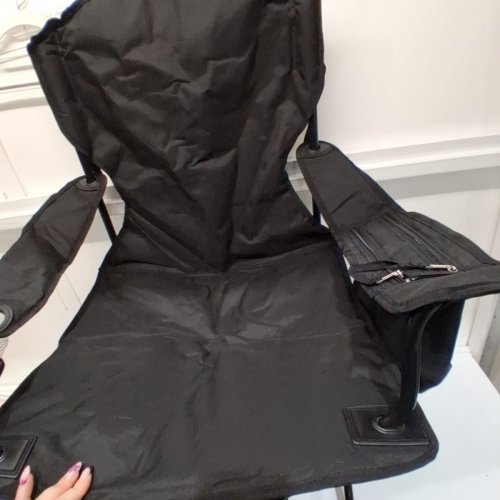 AMAZON BASICS PADDED PORTABLE CAMPING CHAIR WITH COOLER CUPHOLDER - BLACK image 3