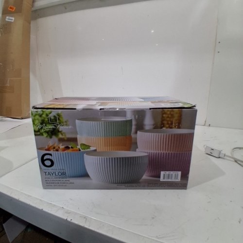 6PC MAISON NEUVE TAYLOR PORCELAIN BOWLS - 36OZ - MULTI-COLOUR/WHITE (MODEL: 1876753) image 3