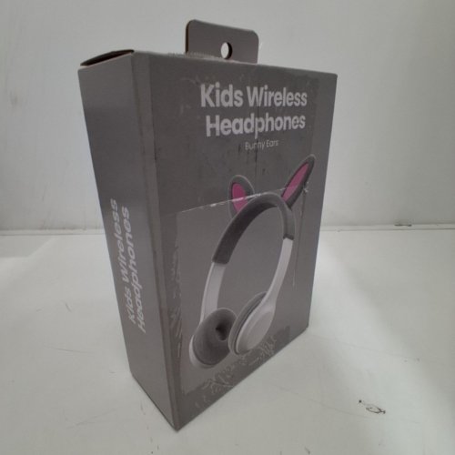KIDS GEMS BLUETOOTH WIRELESS HEADPHONES - 85DB VOLUME LIMIT - GREY BUNNY EARS image 2