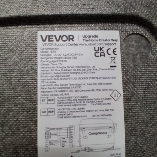 ULTRA-LIGHT PORTABLE ELECTRIC CAR REFRIGERATOR - 12V - 40L CAPACITY - GREY (MODEL: FE40) image 5