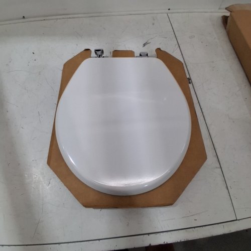 BEMIS TOLIET SEAT WITH SILVER CONNECTORS - 15" - WHITE/SILVER image 2