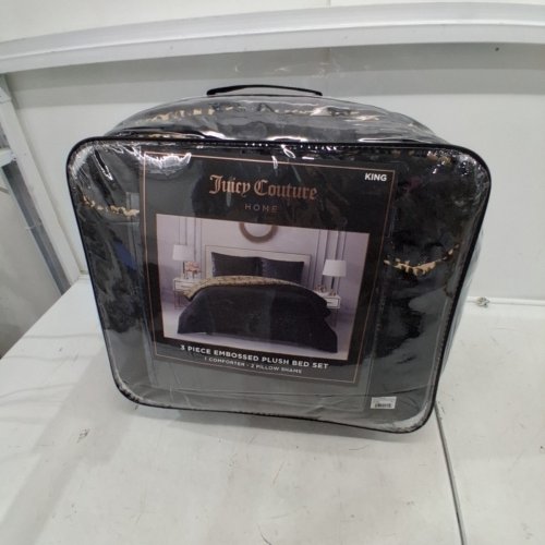 3PC JUICY COUTURE EMBOSSED LEOPARD WITH ROYAL LEOPARD ANIMAL PRINT MICROFIBER REVERSIBLE COMFORTER SET WITH PILLOW SHAMS - KING - BLACK/LEOPARD image 4