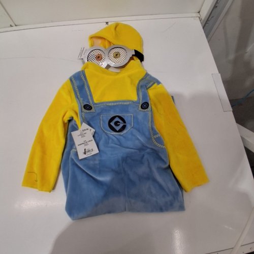 2PC KID'S YOUTH DISGUISE BOB MINIONS COSTUME - SMALL (4-6) - YELLOW/BLUE image 2