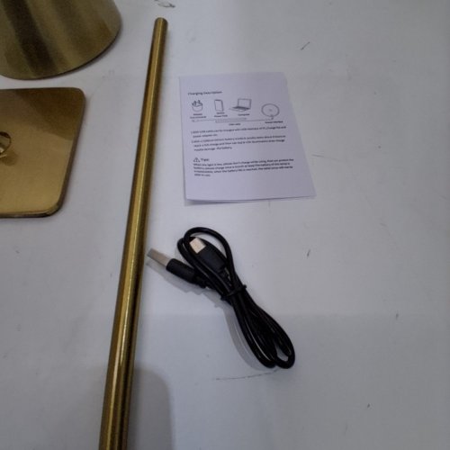 CORDLESS CHARGABLE TOUCH-TOP DIMMING TABLE LAMP - 10.5" - GOLD image 4