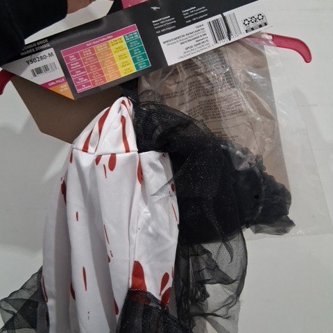 GIRLS ZOMBIE BRIDE COSTUME - SIZE MEDIUM (8-10) - BLACK/WHITE image 3