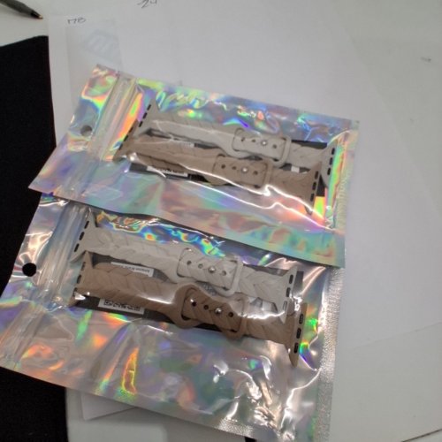 2 (2PK) JR DM ENGRAVED SILICONE WATCH BANDS - FOR 38/40/41MM APPLE WATCHES - MILK TEA/COCOA BROWN image 2